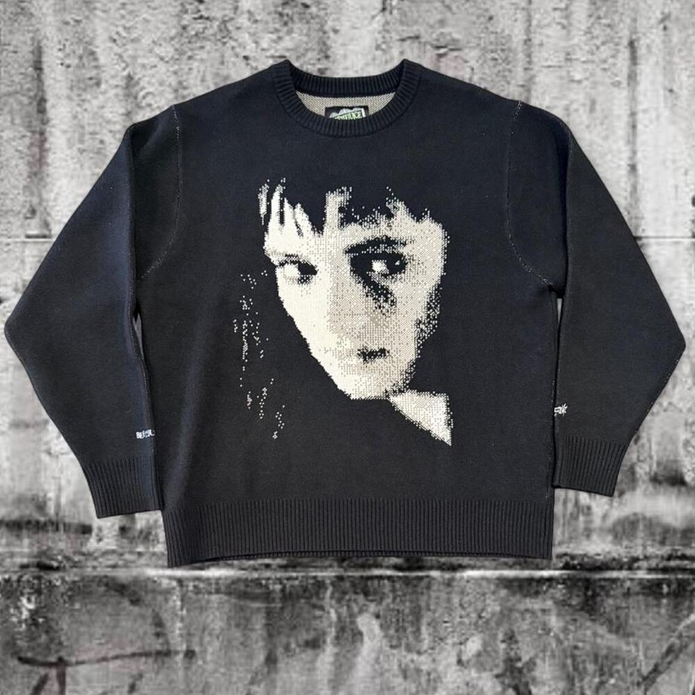 Welcome Skateboards x Beetlejuice Lydia Deetz Knit Sweater Black 2XL NWT